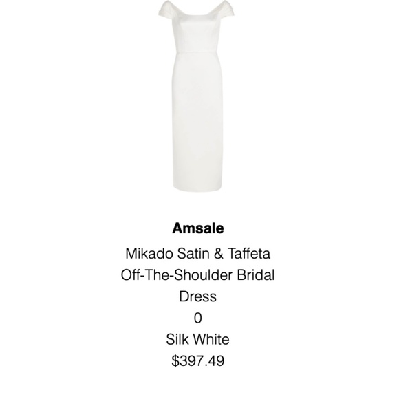 Amsale Mikado Satin & Taffeta Off-The Shoulder Bridal Dress - Picture 2 of 6